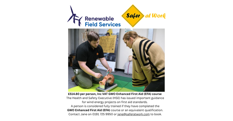 GWO Enhanced First Aid-  £514.80 per person Inc VAT- Gateshead