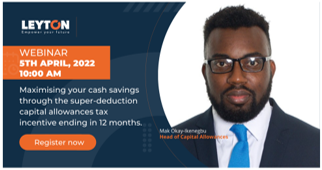 Maximising your cash savings through the super-deduction capital allowances tax incentive ending in 12 months.