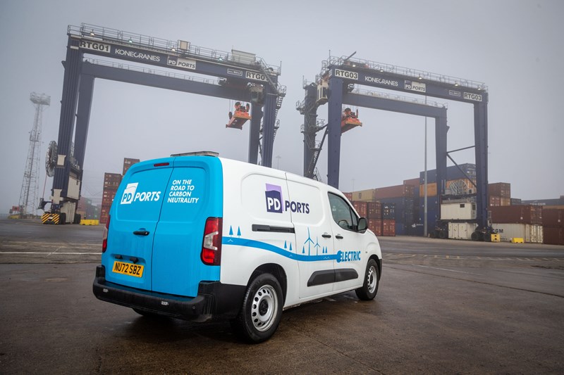 PD Ports’ sustainability agenda receives another boost with delivery of first fully electric vehicle at Tees Dock