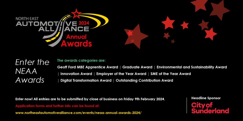 The North East Automotive Alliance are excited to announce the return of the NEAA Annual Awards in 2024.